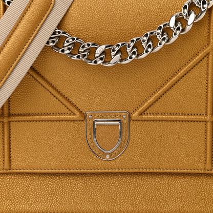 Christian Dior Metallic Grained Calfskin Diorama Satchel Gold 7 of 11