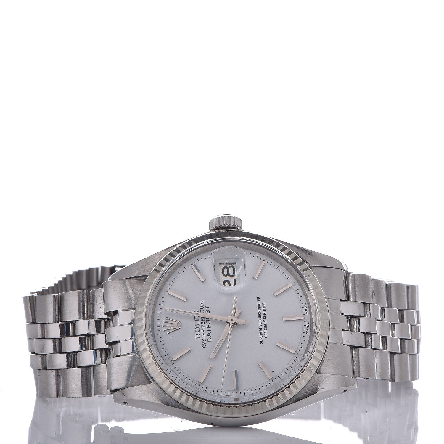 Rolex Stainless Steel 36mm Oyster Perpetual DateJust Watch White 1601 3 of 11