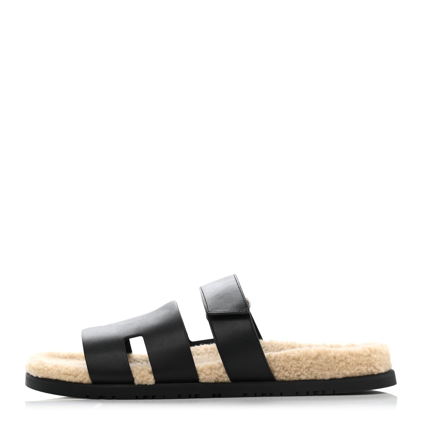 Veau Indios Woolskin Mens Chypre Sandals 46 Black Ecru