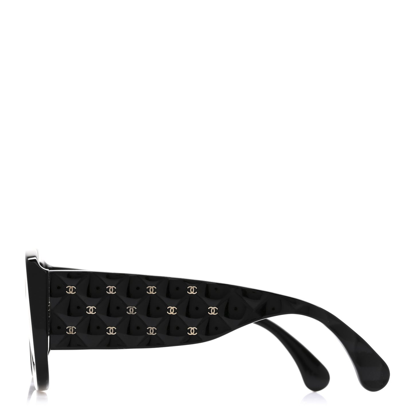 Acetate Quilted CC Rectangle Sunglasses 5483-A Black