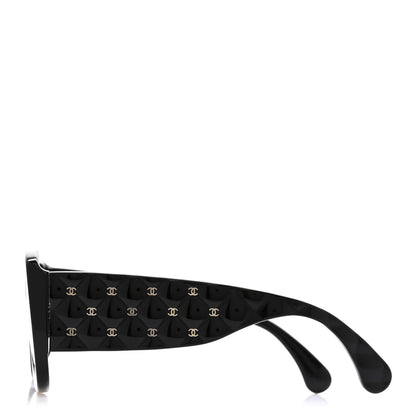 Chanel Acetate Quilted CC Rectangle Sunglasses 5483-A Black 2 of 6