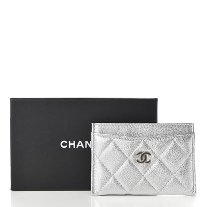 Chanel Metallic Lambskin Quilted Card Holder Silver 9 of 9