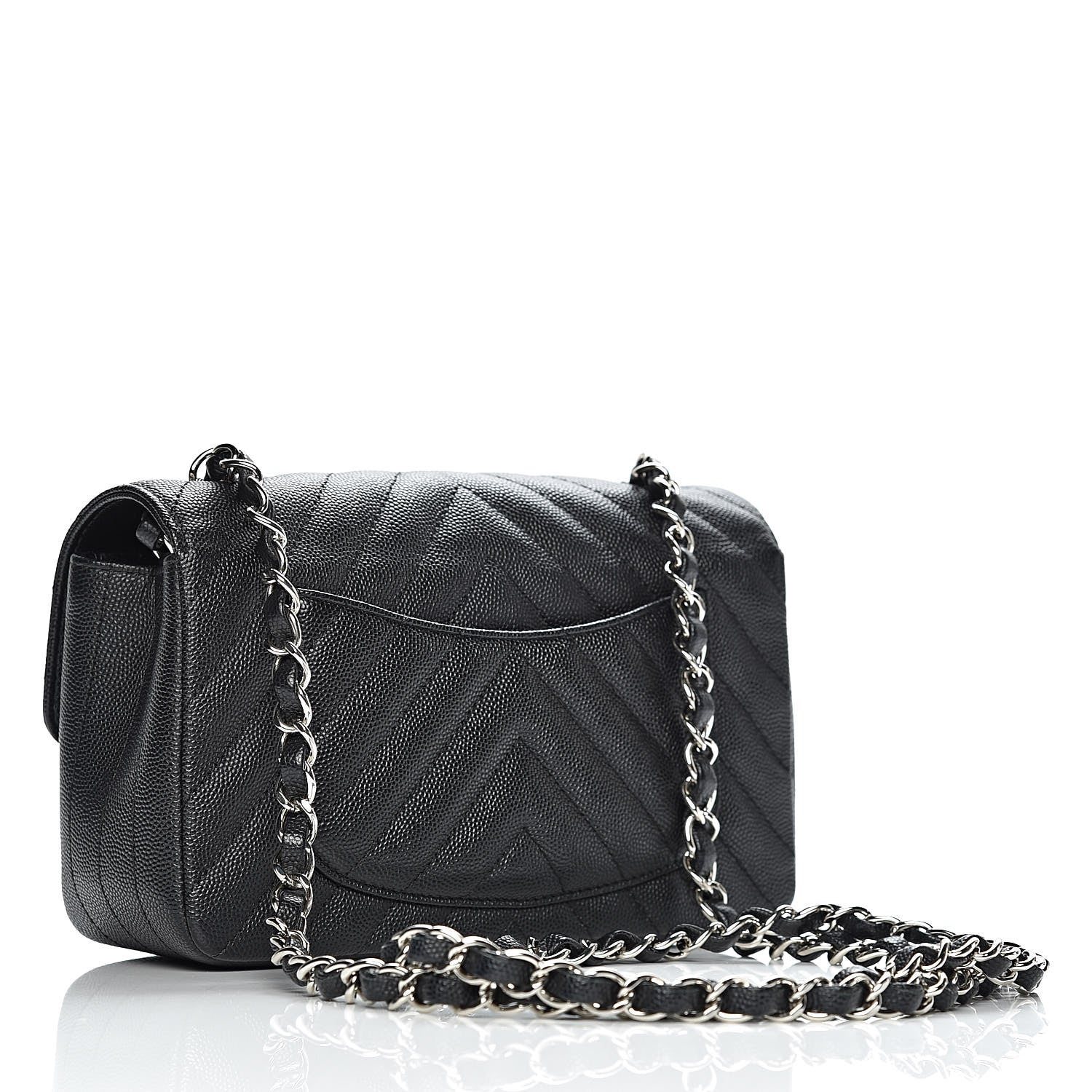 Chanel Caviar Chevron Quilted Mini Rectangular Flap Black 3 of 11