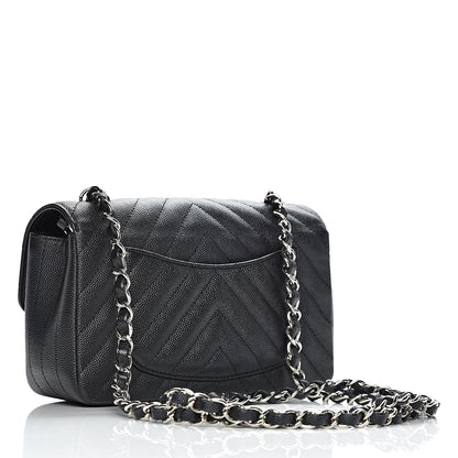 Chanel Caviar Chevron Quilted Mini Rectangular Flap Black 3 of 11