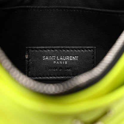 Saint Laurent Patent Grain De Poudre Matelasse Chevron Monogram Bill Pouch Neon Yellow 6 of 9