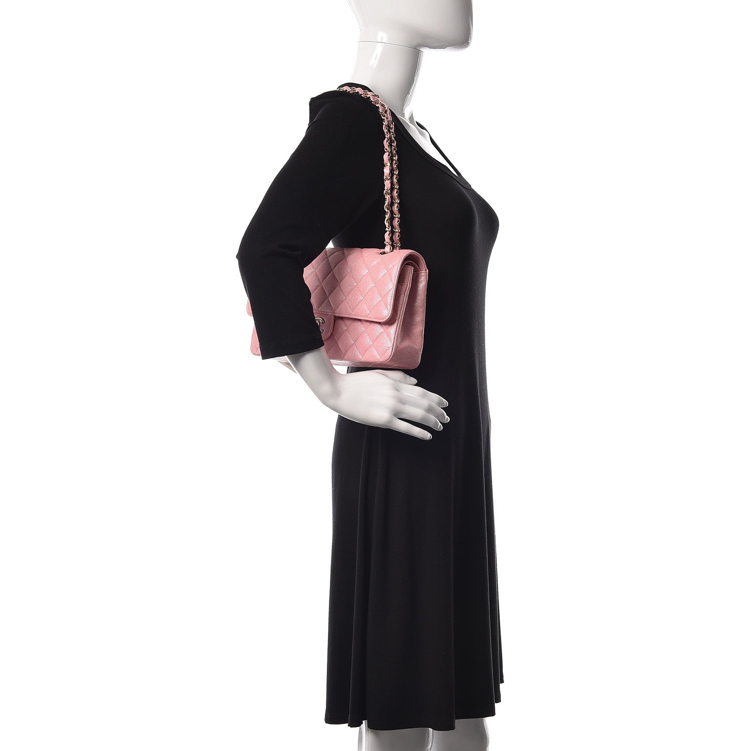 Chanel Iridescent Caviar Quilted Medium Double Flap Rose Pink 2 of 11