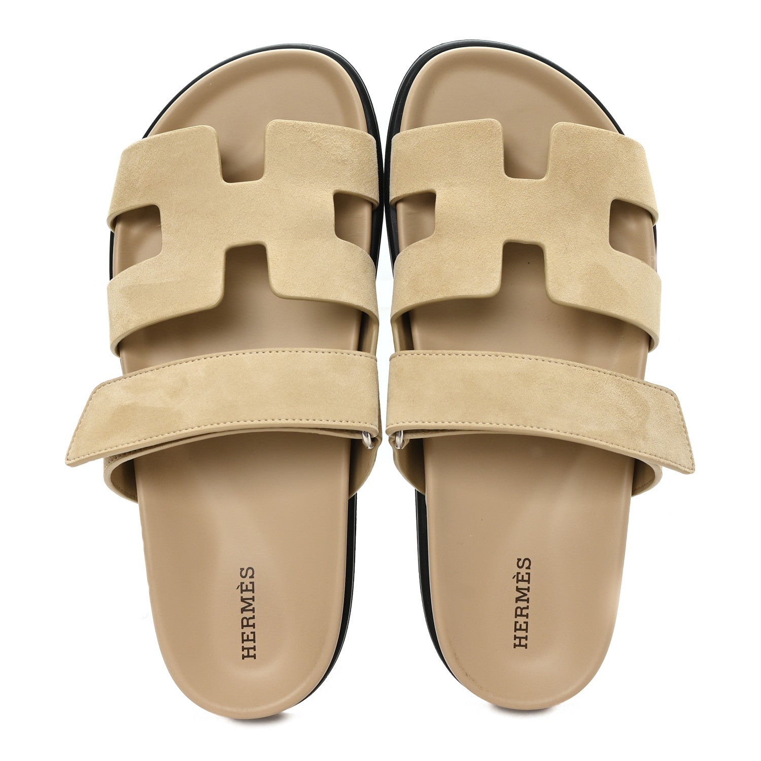 Hermes Suede Goatskin Womens Chypre Sandals 38 Beige Sable 2 of 10