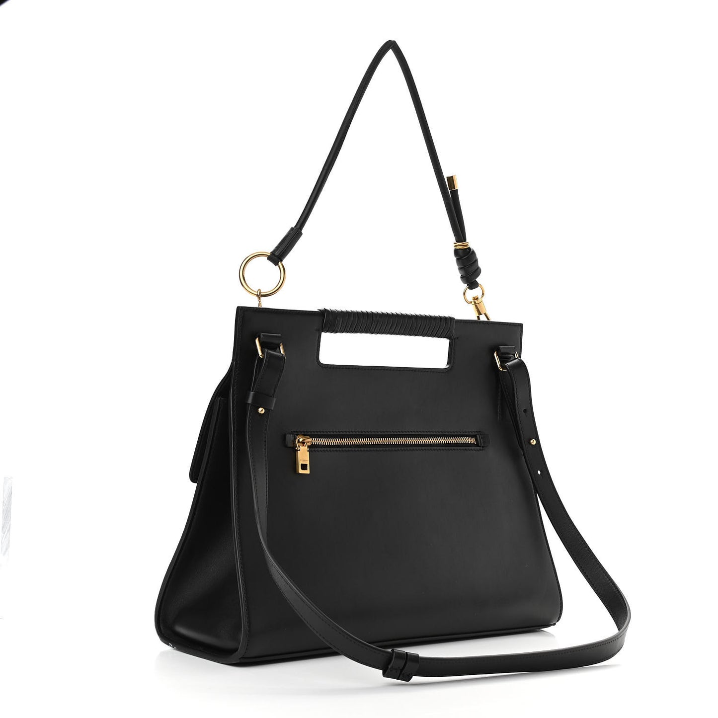 Calfskin Large Whip Top Handle Shoulder Bag Black