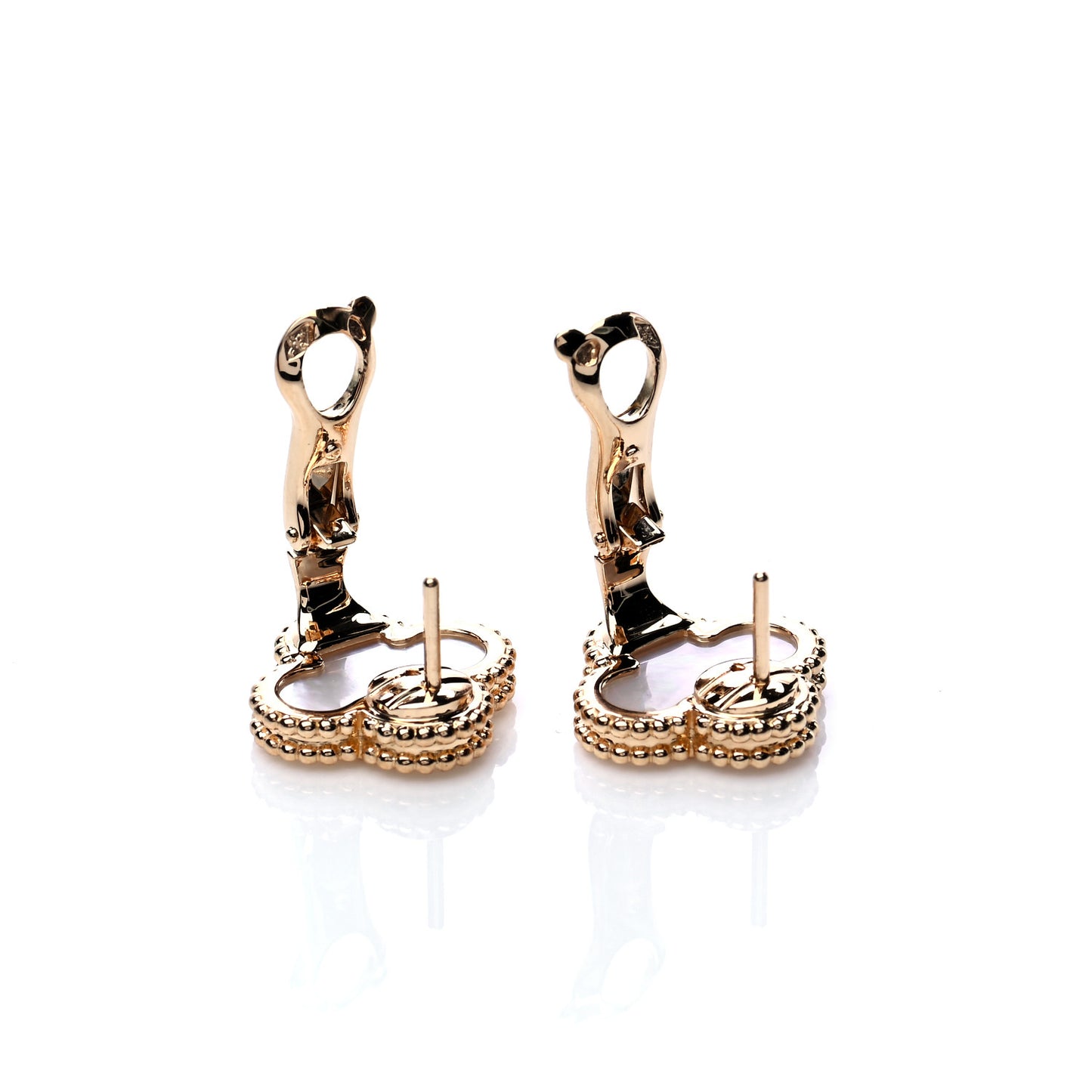 18K Yellow Gold Mother of Pearl Vintage Alhambra Earrings