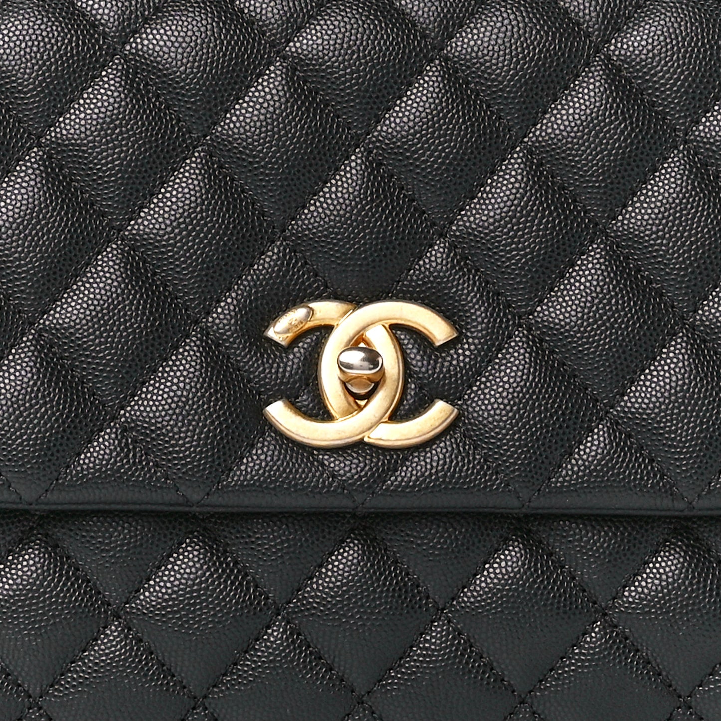 Caviar Quilted Small Coco Handle Flap Black