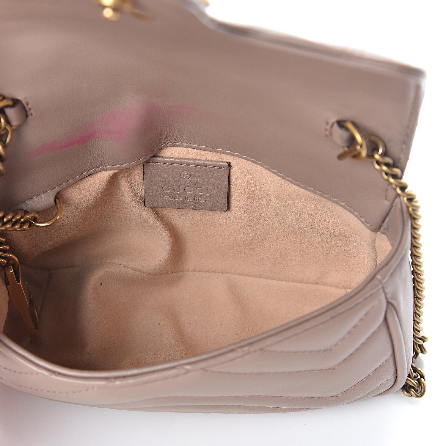 Gucci Calfskin Matelasse Super Mini GG Marmont Shoulder Bag Porcelain Rose 4 of 8
