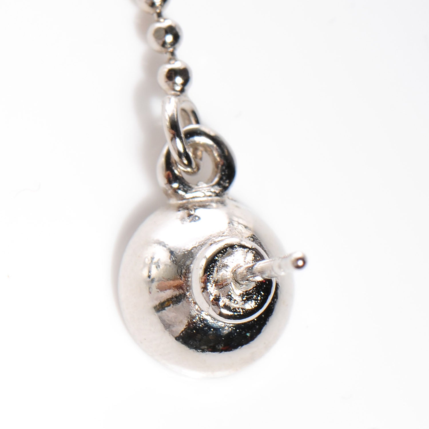 Chanel CC Logo Bead Long Drop Earrings Silver 4 of 5