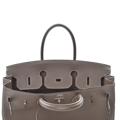 Hermes Taurillon Clemence Birkin 35 Etoupe 24 of 30
