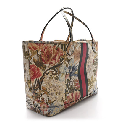 Gucci GG Supreme Monogram Water Flora Web Large Ophidia Tote Beige White Multicolor 4 of 12