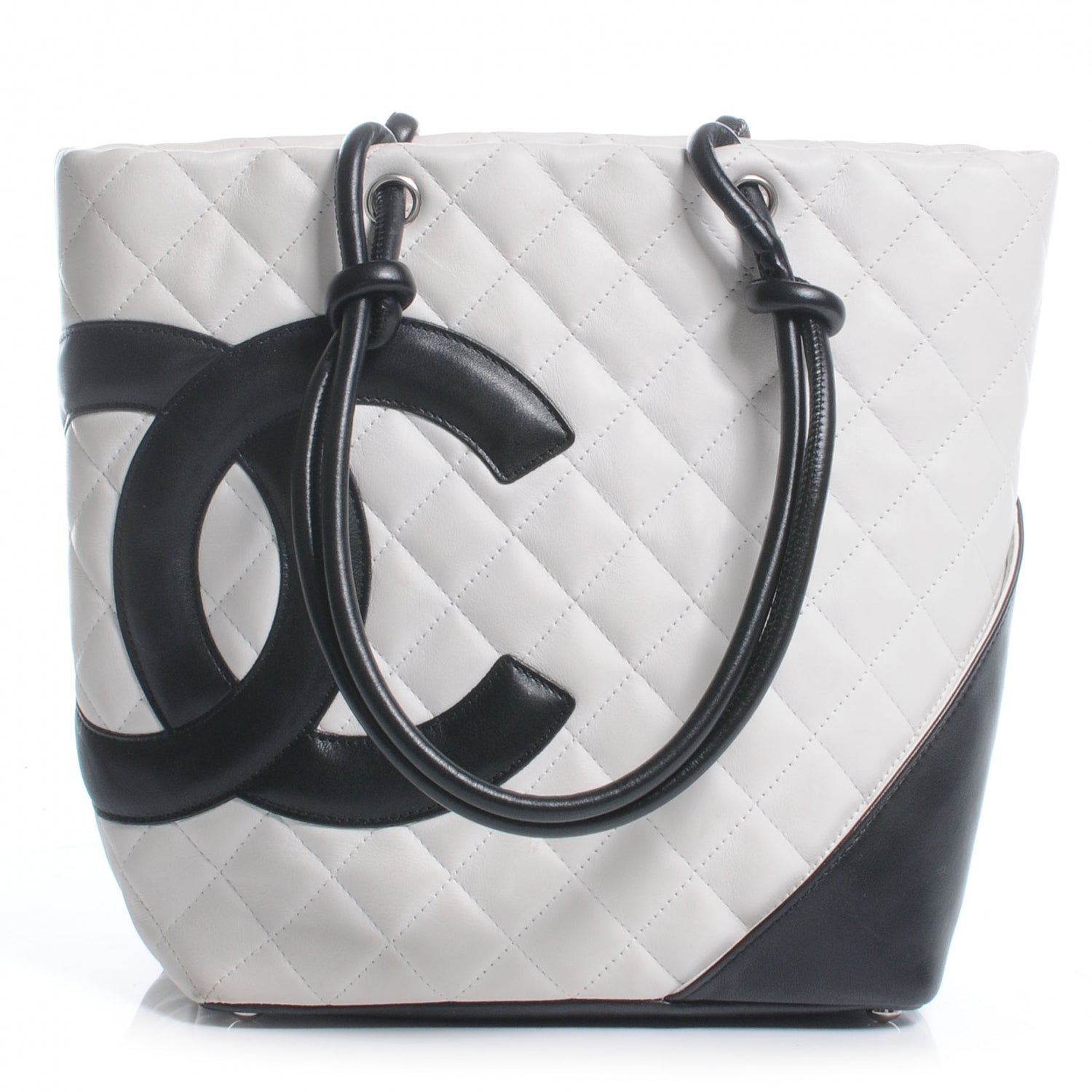 Chanel Calfskin Quilted Small Cambon Tote White Black 1 of 9
