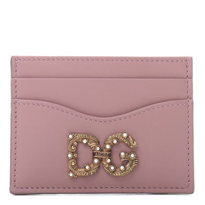 Dolce & Gabbana Vitello Morbido Pearl Logo Card Holder Rosa Polvere 1 of 7