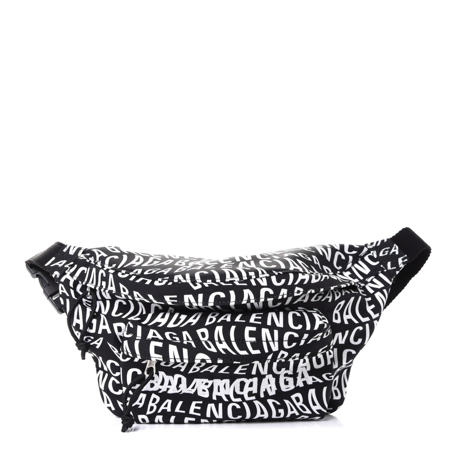 Nylon Wave Logo Print Wheel Beltpack Black White