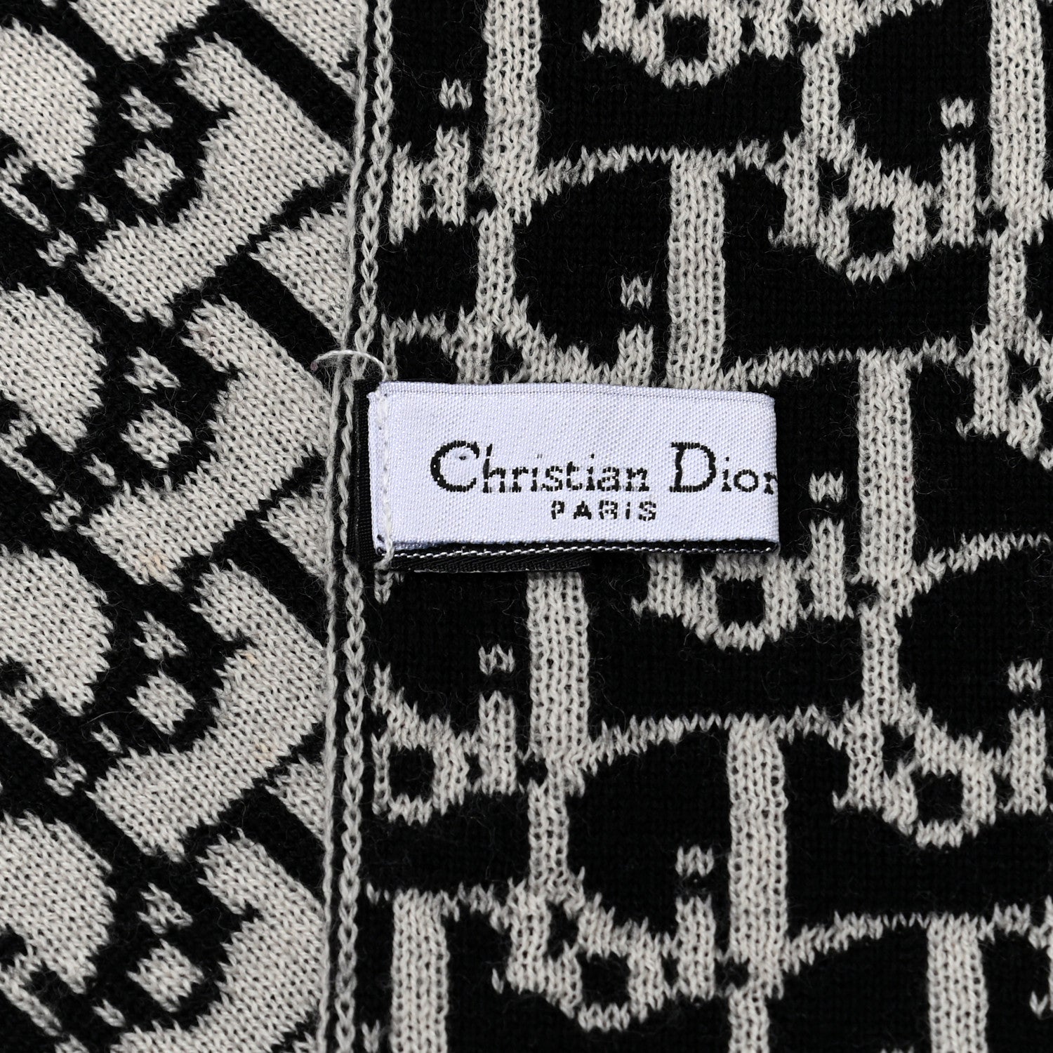 Christian Dior Wool Diorissimo Scarf Black White 4 of 4