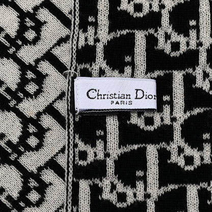 Christian Dior Wool Diorissimo Scarf Black White 4 of 4