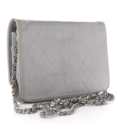 Chanel Metallic Aged Calfskin Quilted Wallet On Chain WOC Silver 3 of 13