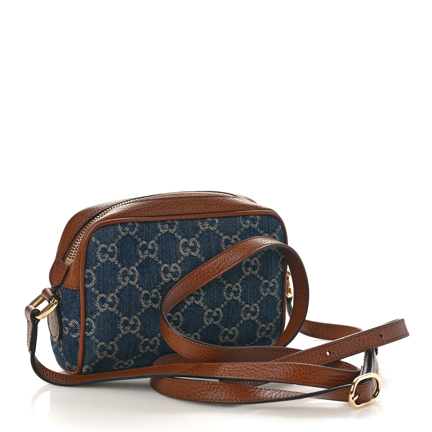 Gucci New Denim GG Monogram Dollar Calfskin Mini Ophidia Shoulder Bag Blue Tea Cuir Epilog 3 of 9