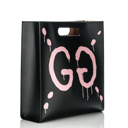 Gucci Calfskin GucciGhost Real Medium XL Tote Black Pink 4 of 7