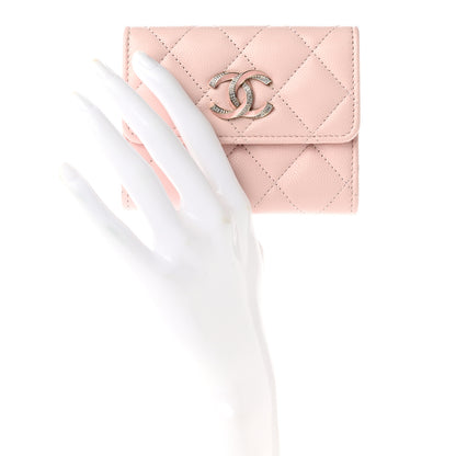 Chanel Caviar Crystal Quilted Flap Card Holder Pink 2 of 9