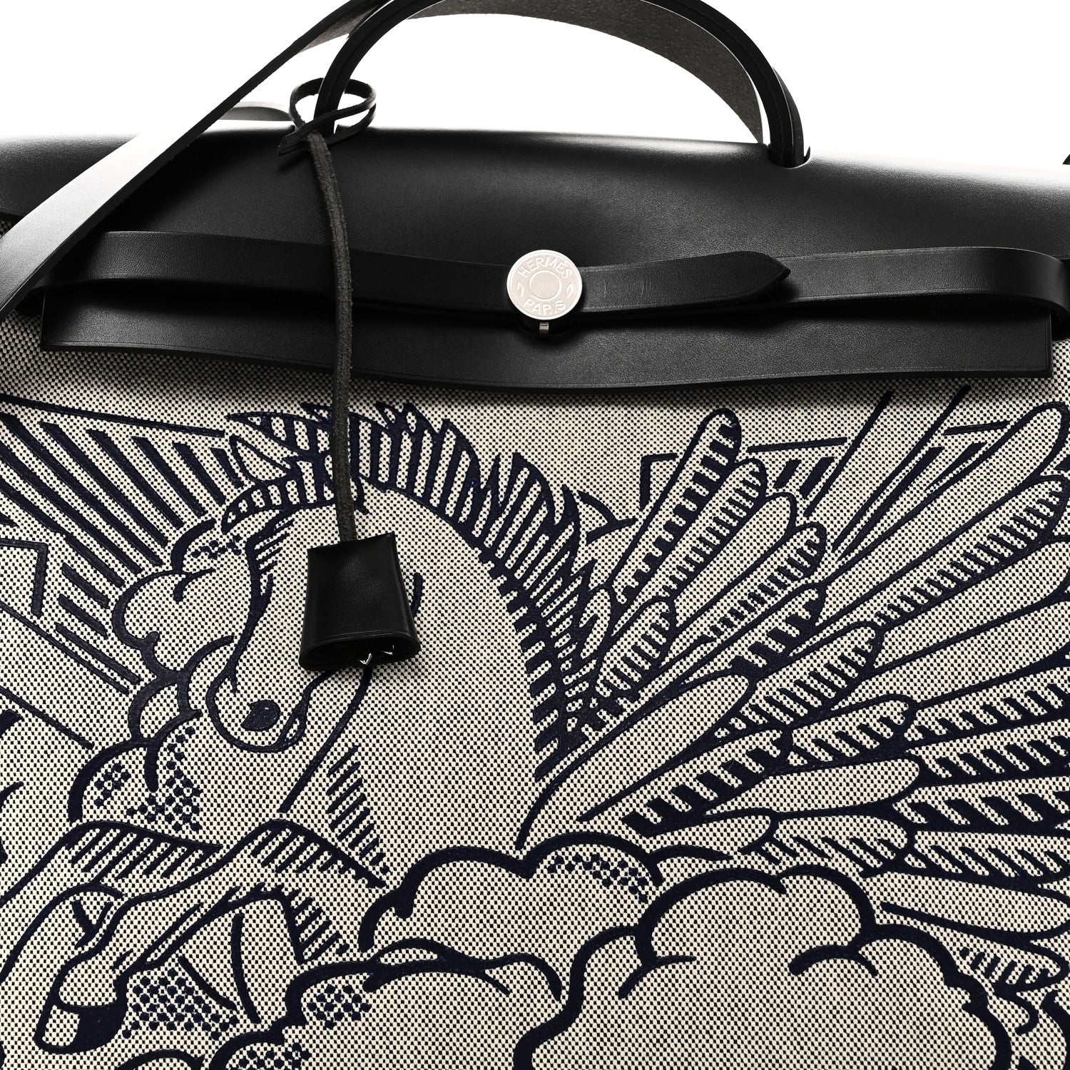 Hermes Vache Hunter Toile H Pegase Pop Herbag Zip Retourne 39 MM Bleu Indigo Ecru Black 9 of 12