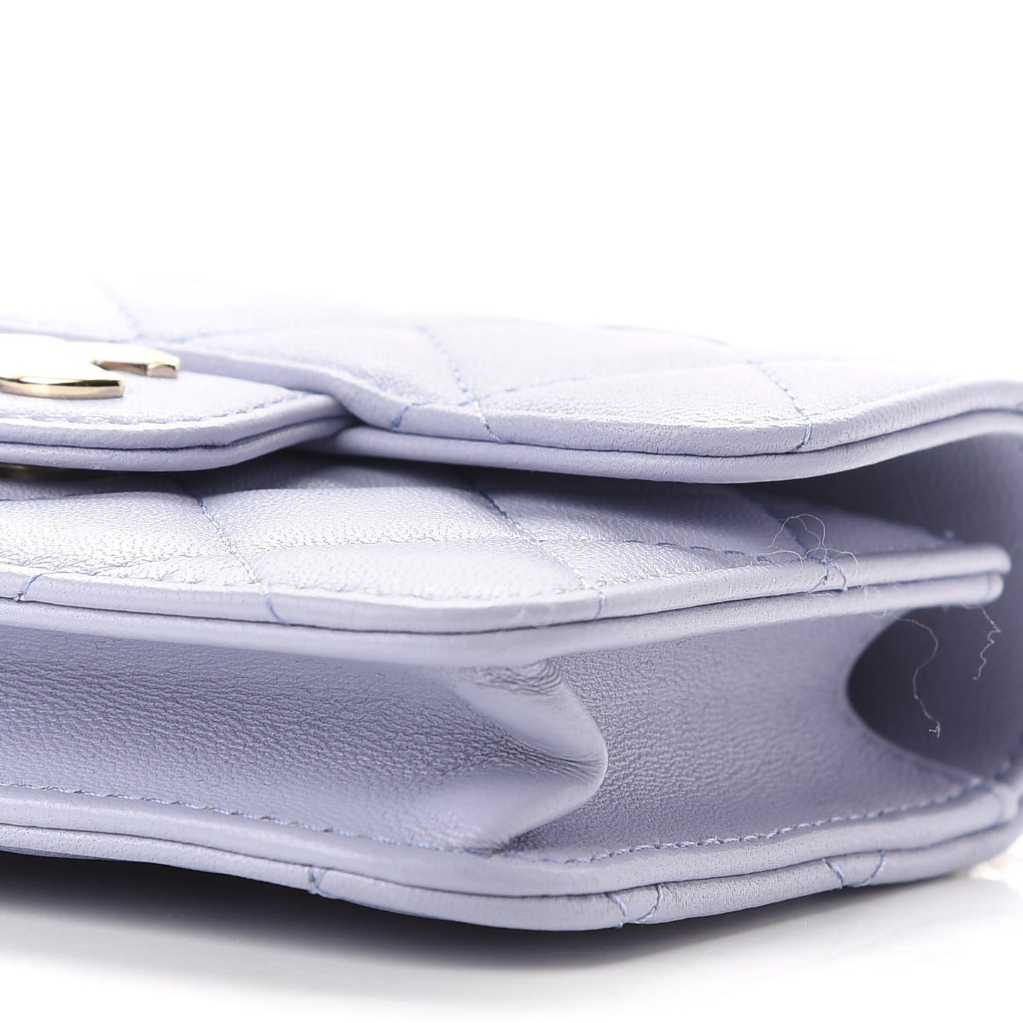 Lambskin Quilted Top Handle Flap Coin Purse With Chain Light Purple