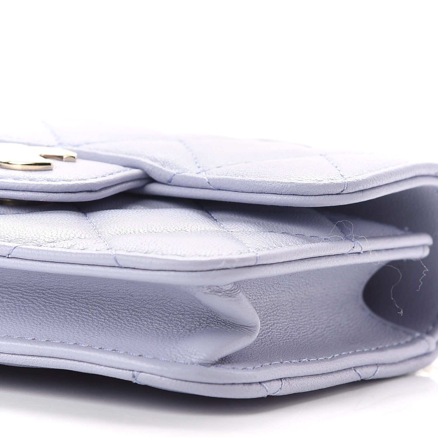 Chanel Lambskin Quilted Top Handle Flap Coin Purse With Chain Light Purple 10 of 10