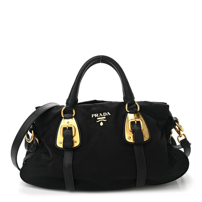 Prada Tessuto Nylon Soft Calfskin Shopping Satchel Black 1 of 9