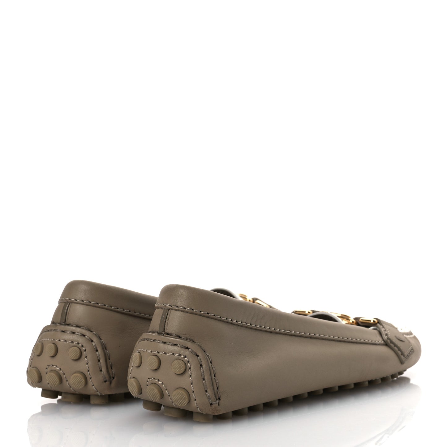 Calfskin Oxford Loafers 37.5 Beige White