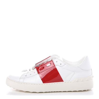 Valentino Garavani Calfskin Patent Rockstud Open Sneakers 39 White Rosso Valentino 1 of 13