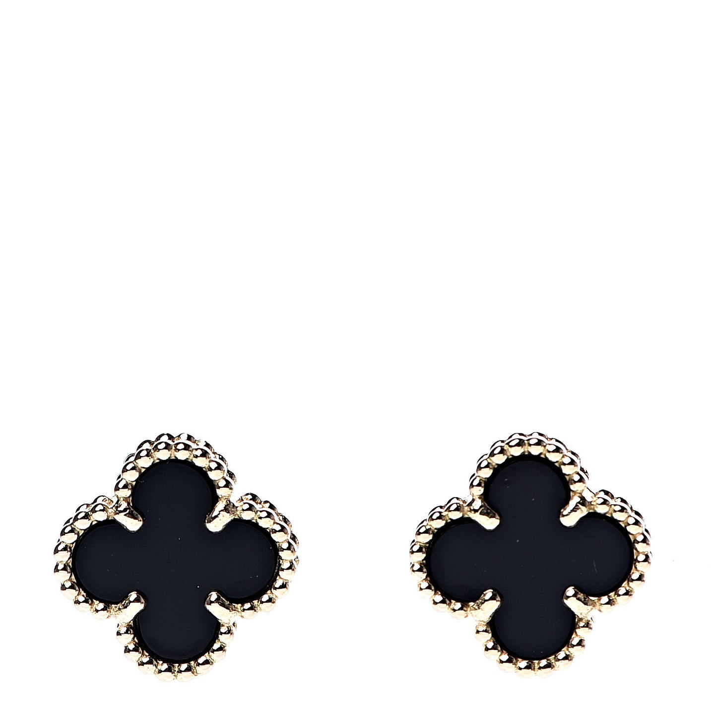 18K Yellow Gold Black Onyx Sweet Alhambra Earrings