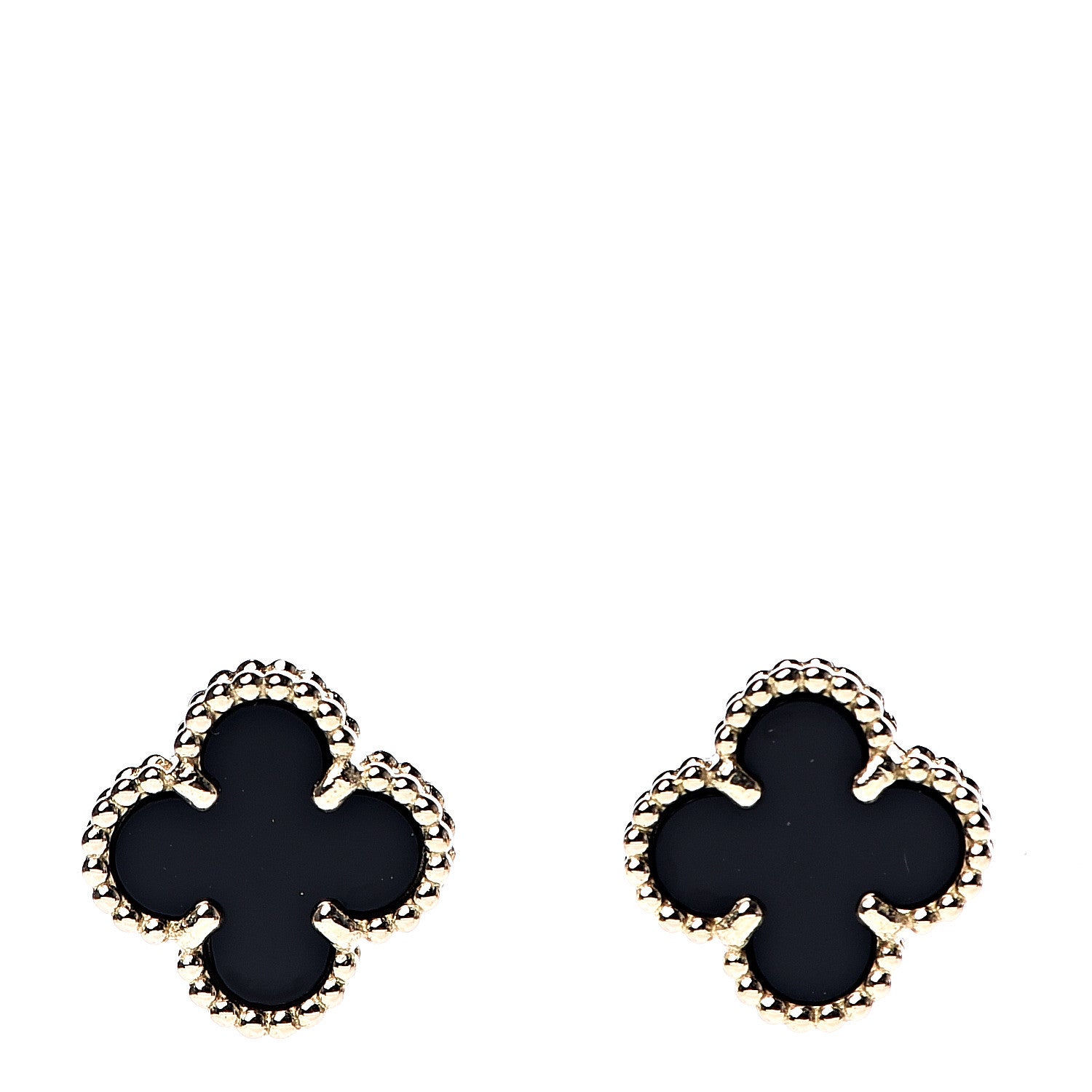Van Cleef & Arpels 18K Yellow Gold Black Onyx Sweet Alhambra Earrings 1 of 5