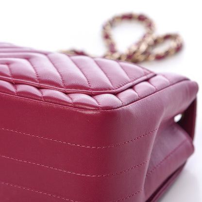 Chanel Lambskin Chevron Quilted Mini Square Flap Fuchsia 11 of 16
