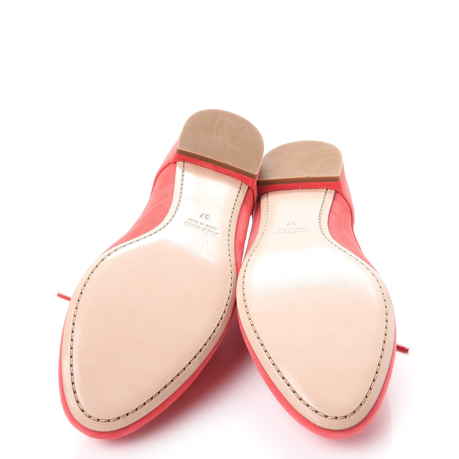 Miu Miu Suede Lace Up Oxford Flats 37 Coral 7 of 11