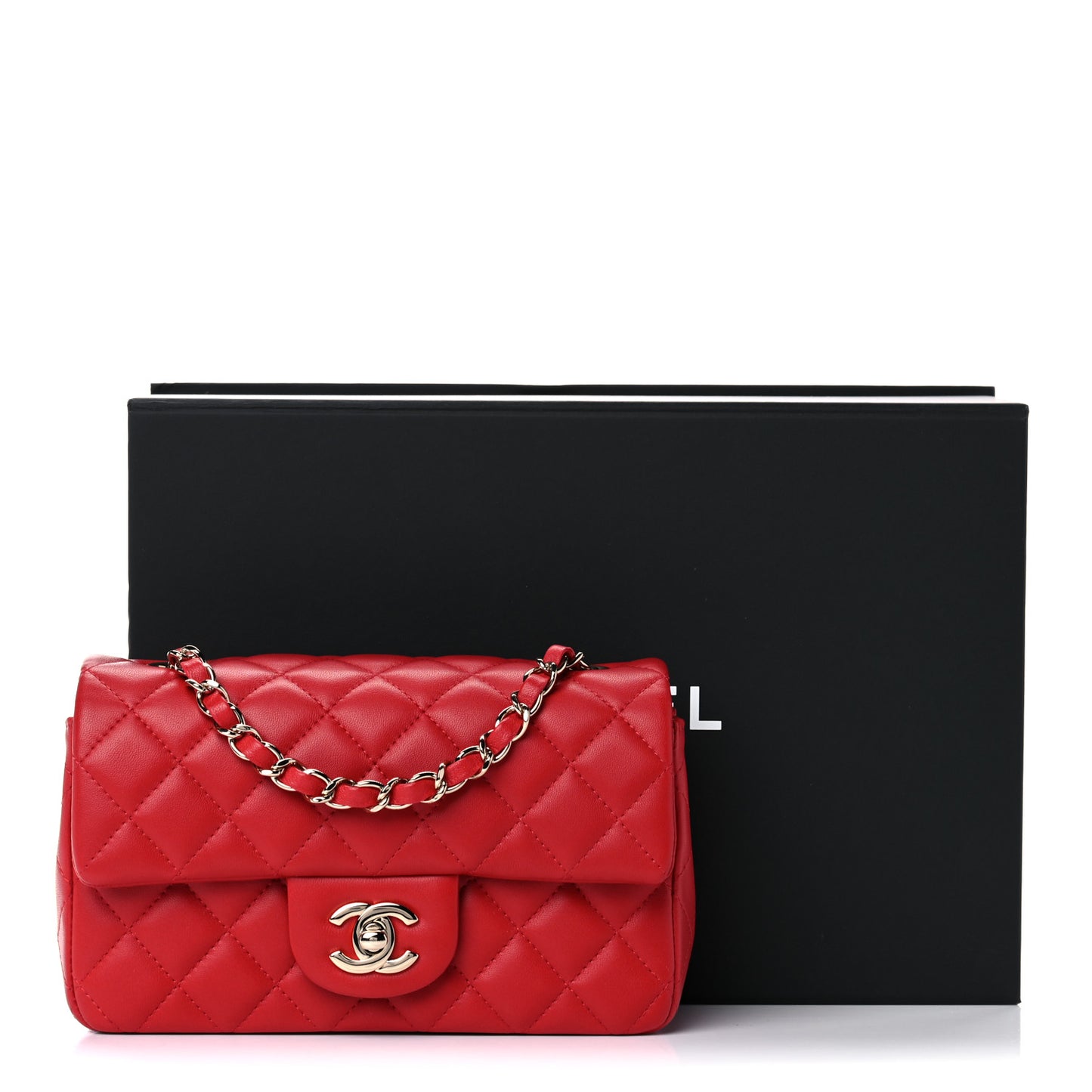 Lambskin Quilted Mini Rectangular Flap Red