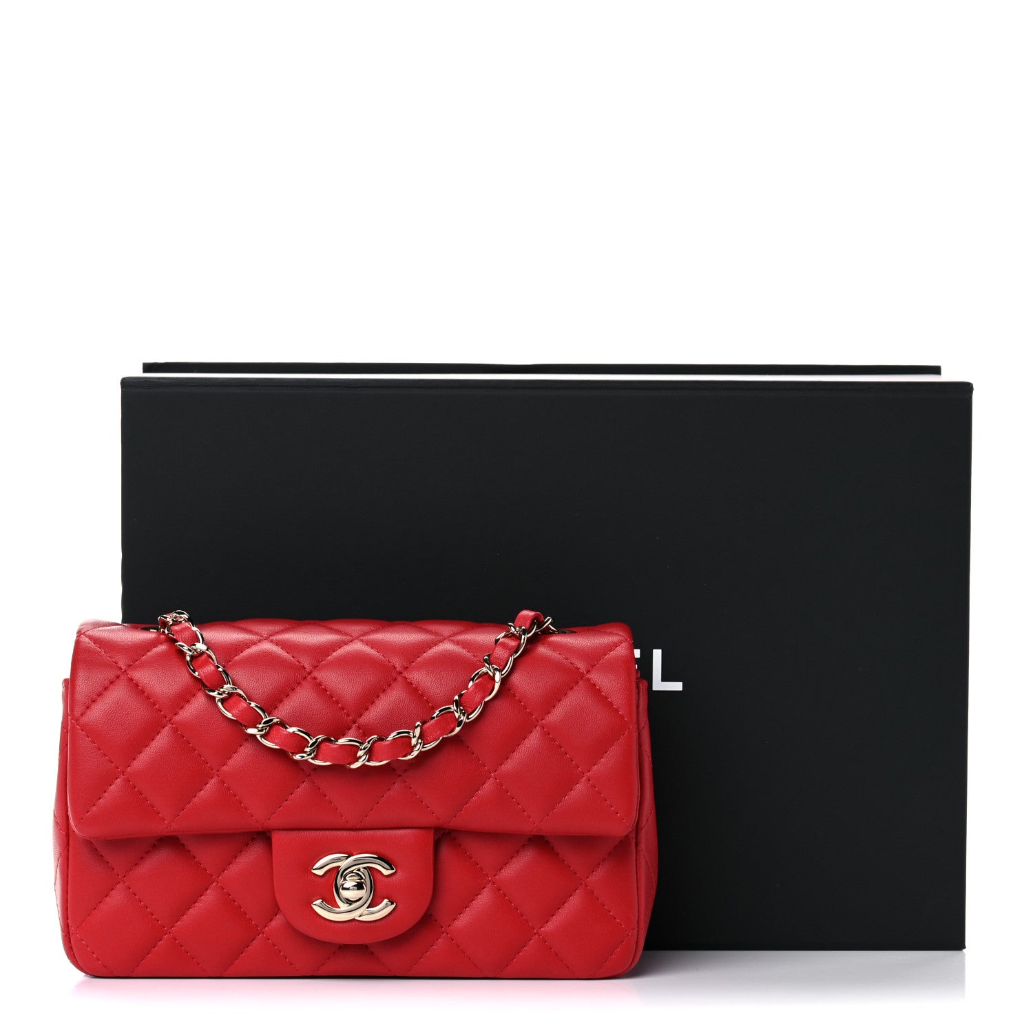 Chanel Lambskin Quilted Mini Rectangular Flap Red 10 of 10