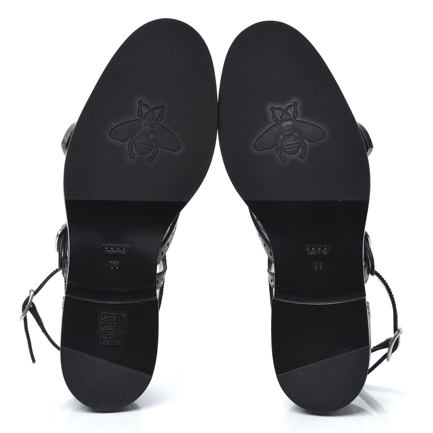 Calfskin Bee Embroidered Womens Queercore Brogue Wingtip Monk Strap Loafers 38 Black