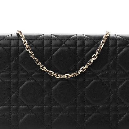 Christian Dior Lambskin Cannage Lady Dior Pouch Black 9 of 11