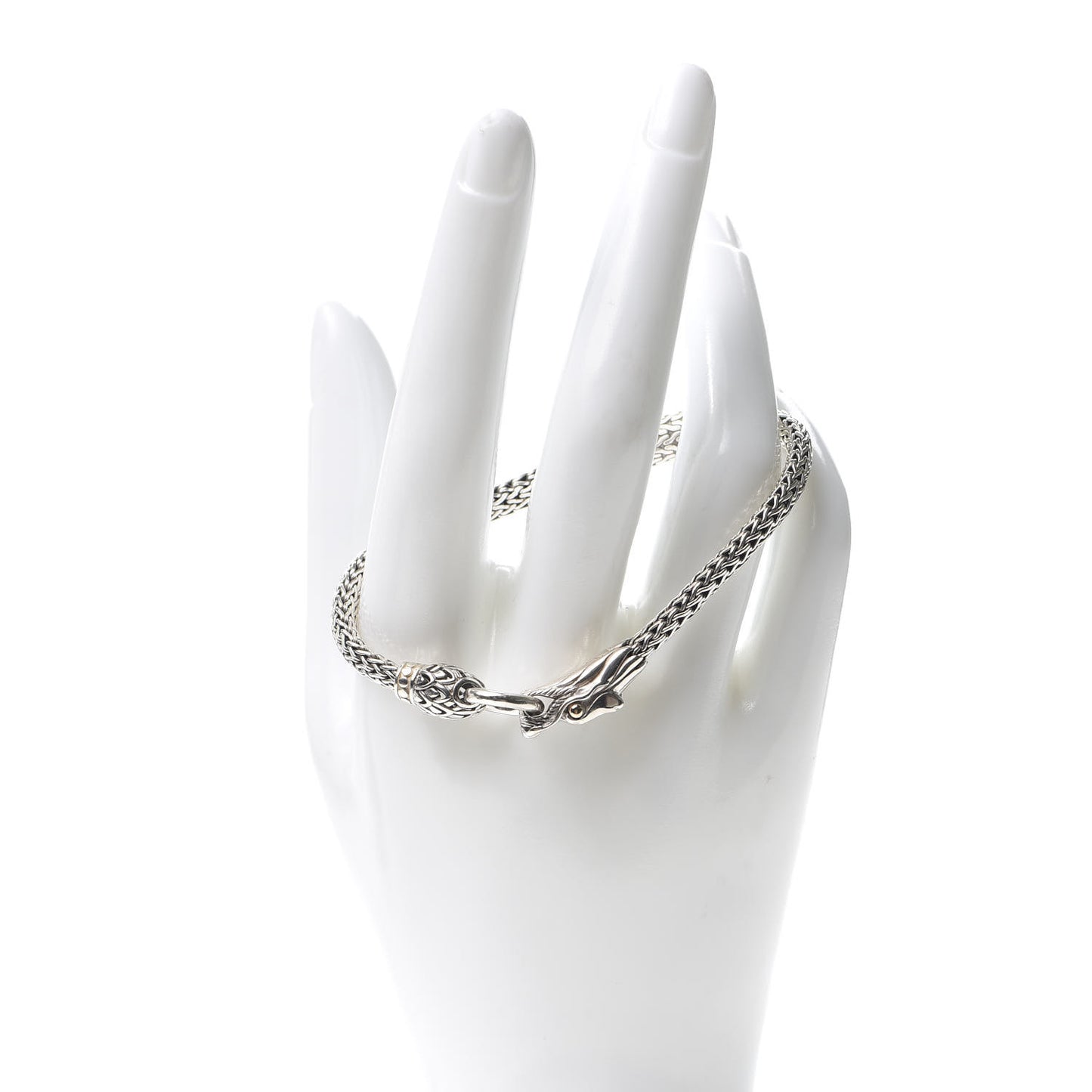 Sterling Silver 18K Yellow Gold 5mm Naga Dragon Station Bracelet