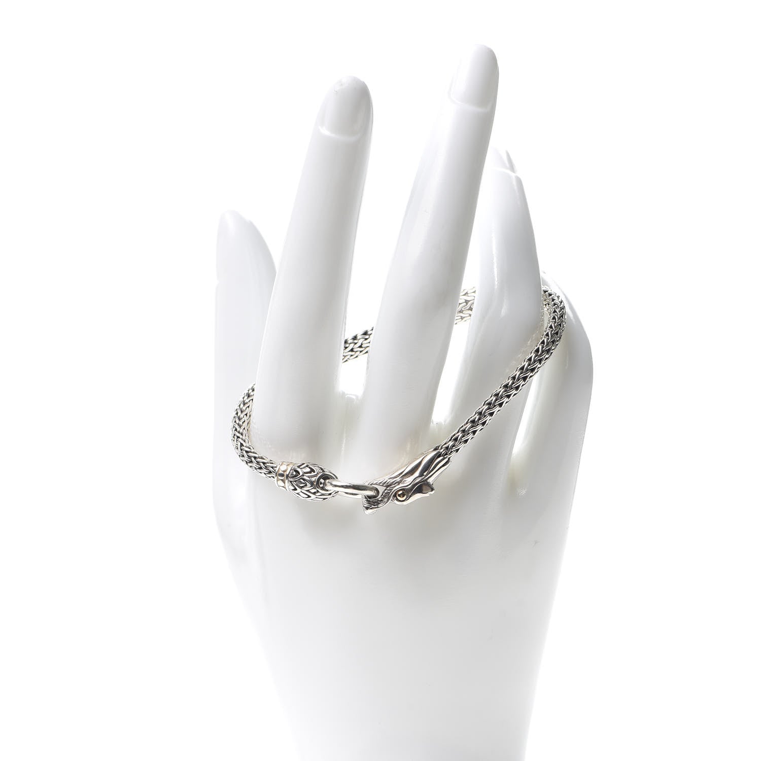 John Hardy Sterling Silver 18K Yellow Gold 5mm Naga Dragon Station Bracelet 2 of 5
