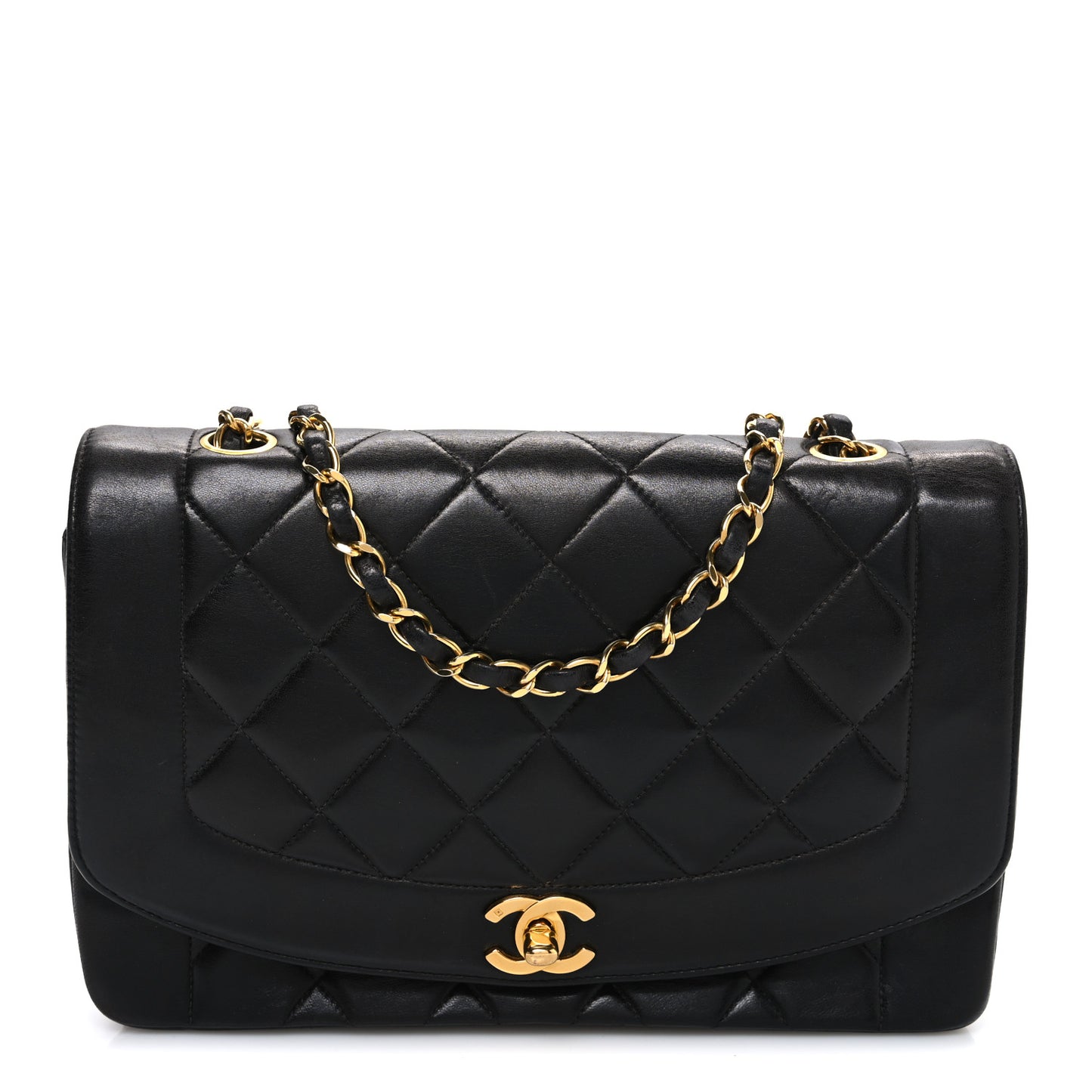 Lambskin Quilted Medium Single Flap Black