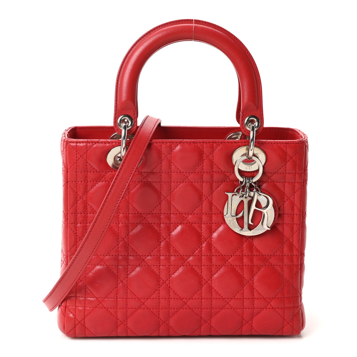 Christian Dior Lambskin Cannage Medium Lady Dior Red 1 of 10