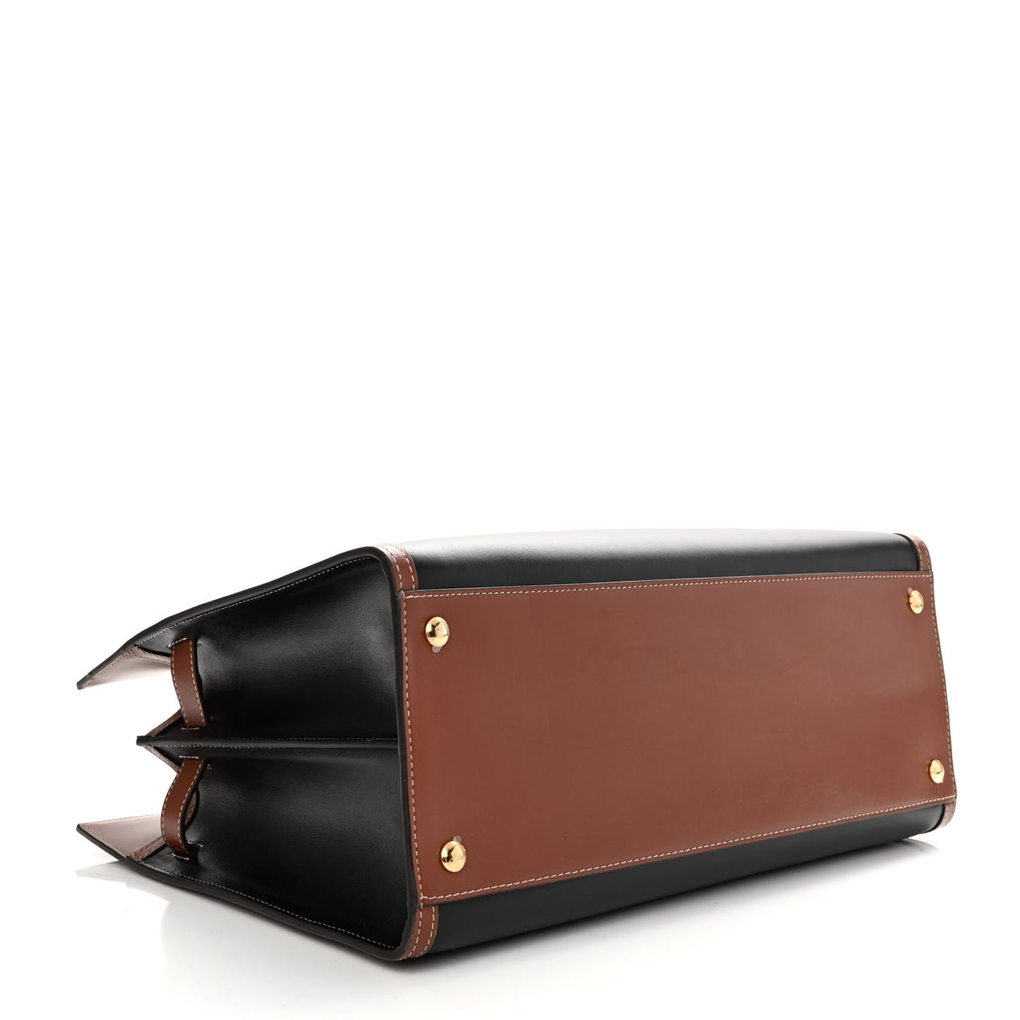 Calfskin Vintage Check Medium Two Handle Title Bag Black