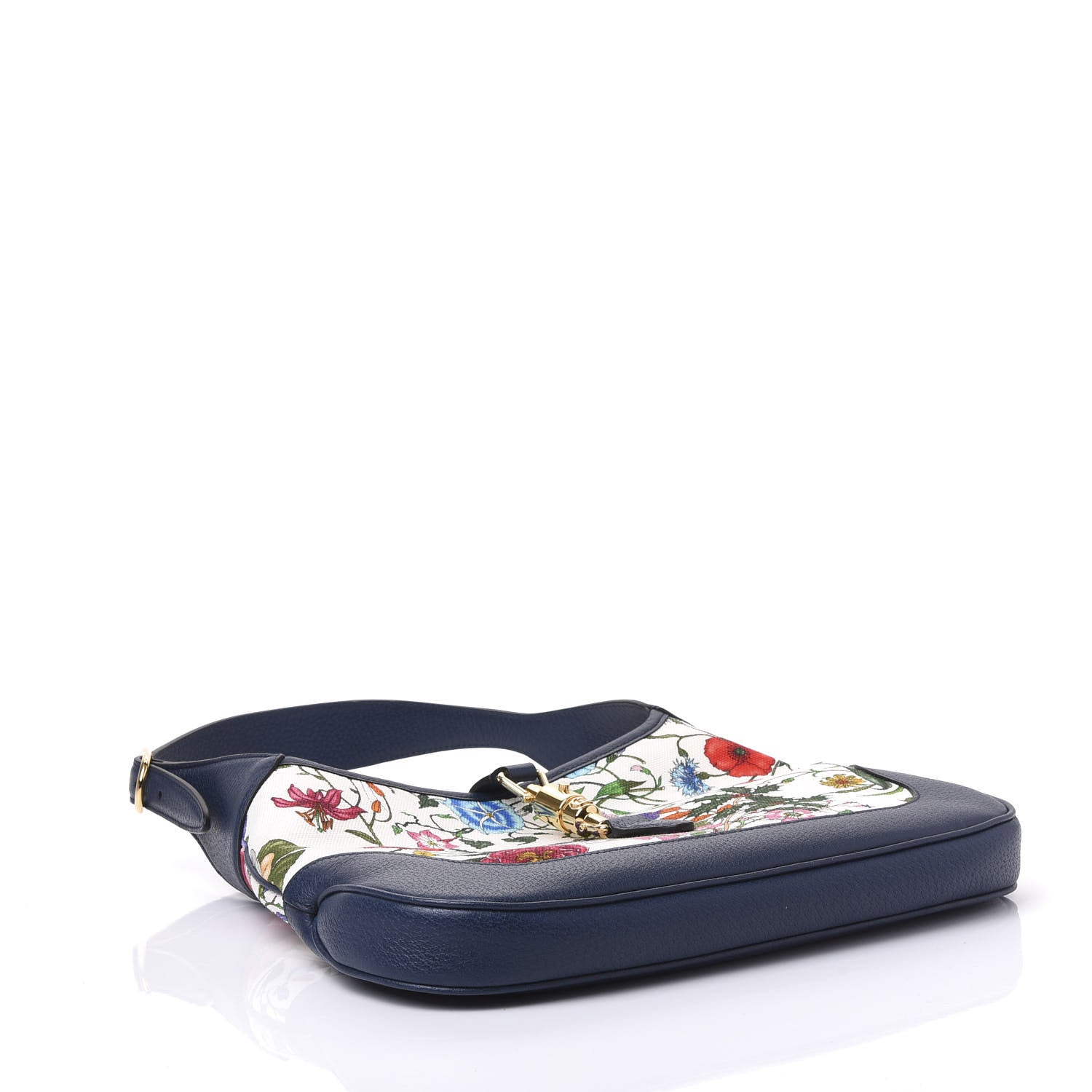 Gucci Canvas Flora Medium Jackie Hobo Blue Agata 3 of 9