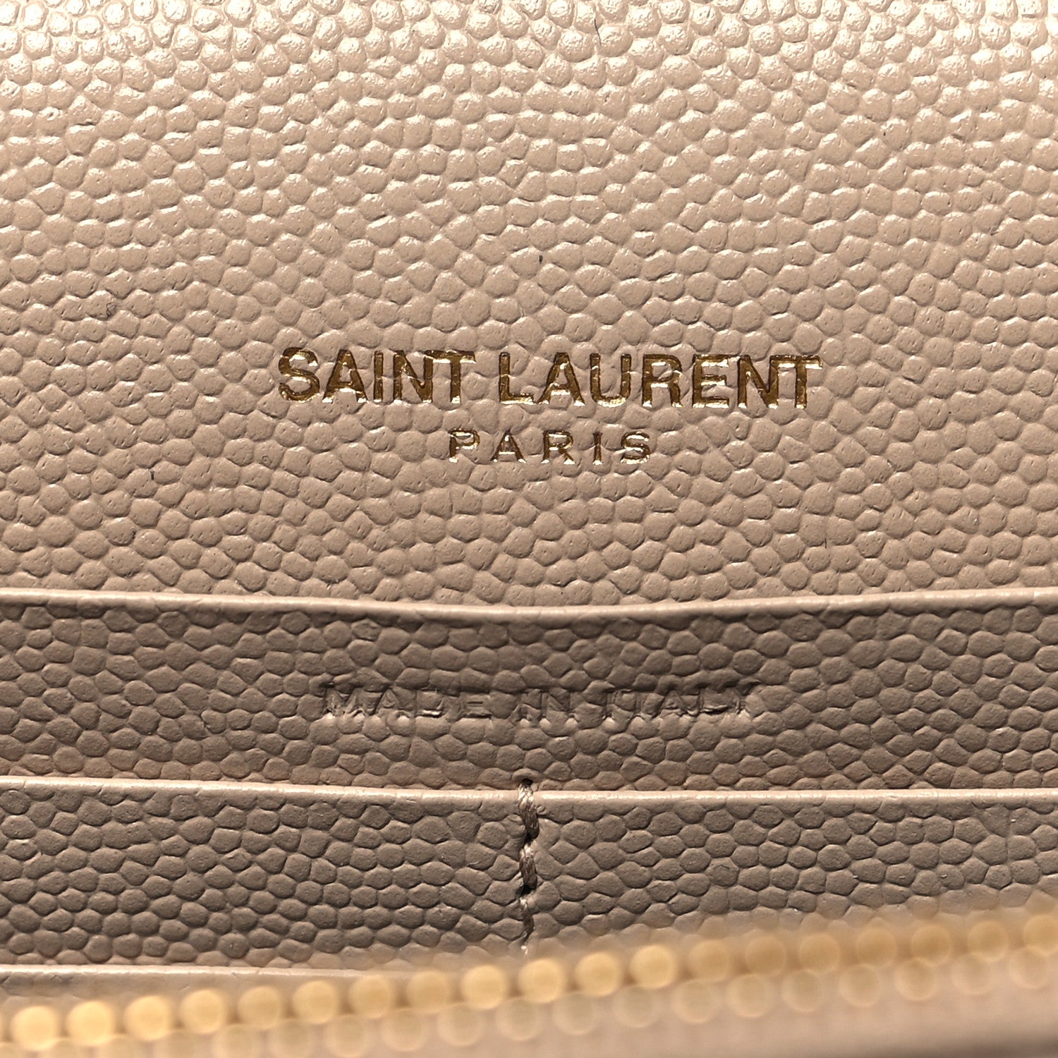 Saint Laurent Grain De Poudre Matelasse Chevron Monogram Envelope Chain Wallet Dark Beige 6 of 12