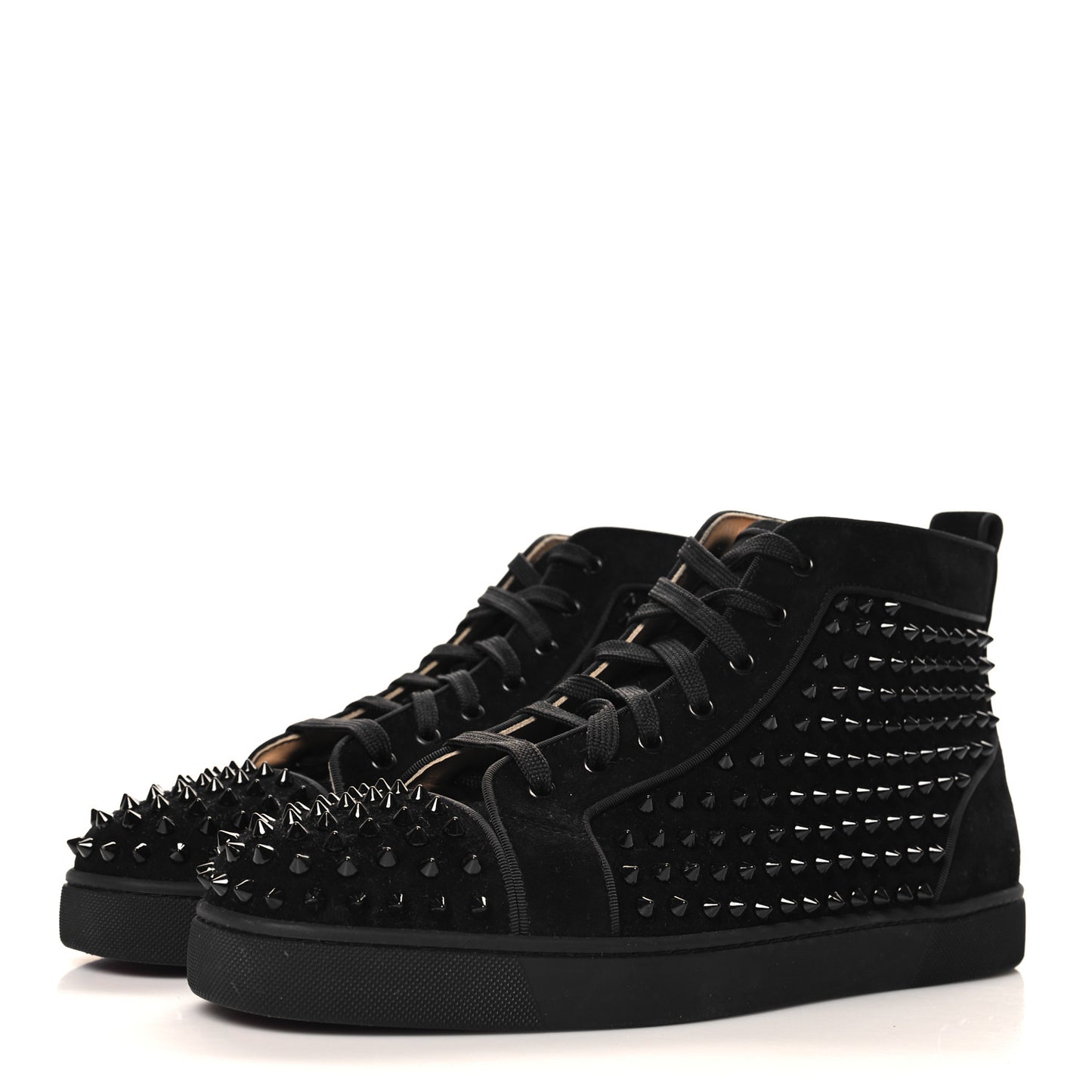 Veau Velours Mens Louis Orlato Flat Spikes Sneakers 45.5 Black