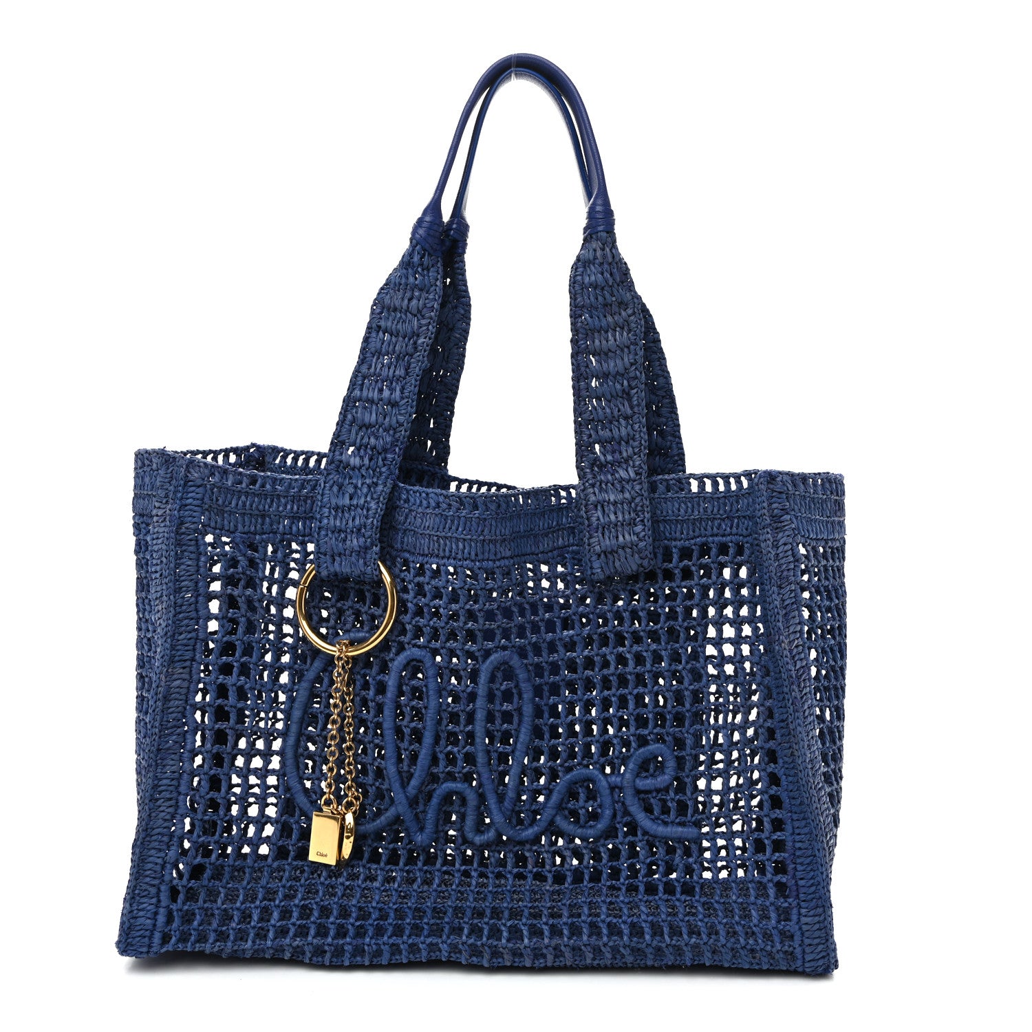 Chloe Raffia Summer Banana East West Tote Ashes Blue 1 of 9